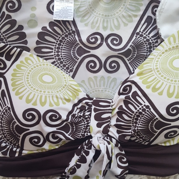 Brown & Green Top Bra Top with Front Tie - Picture 5 of 6